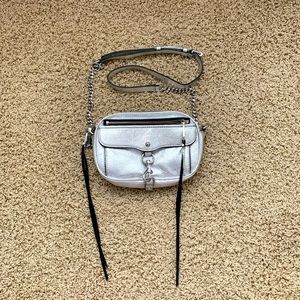 Rebecca Minkoff Blythe leather silver crossbody